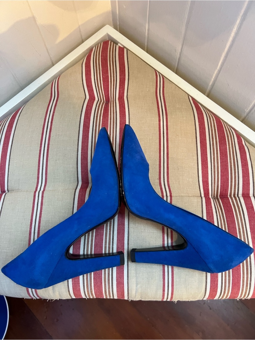 Giuseppe Zanotti Blue Suede Pointed Toe Stiletto Pumps Size 37 EU Italy Luxury - Picture 6 of 10